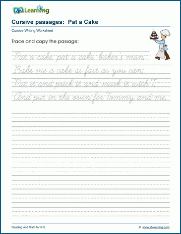 Pat a cake - Cursive writing passage | K5 Learning