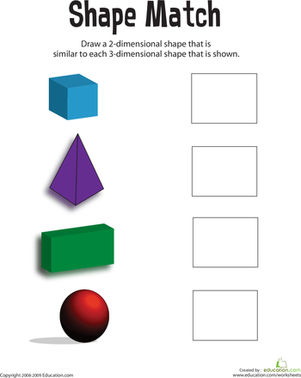 Matching Shapes: 3D to 2D | Worksheet 
