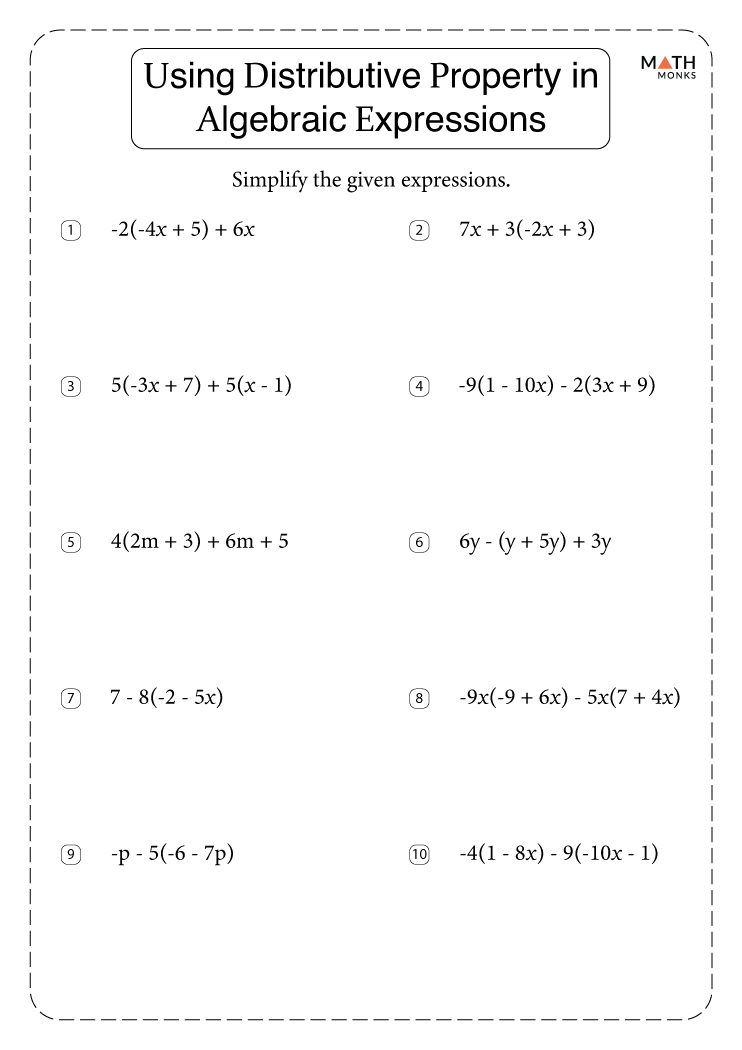 Distributive Property Worksheets with Answer Key