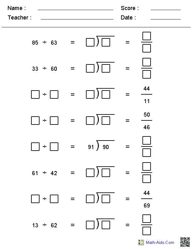 Division Worksheets | Printable Division Worksheets for Teachers