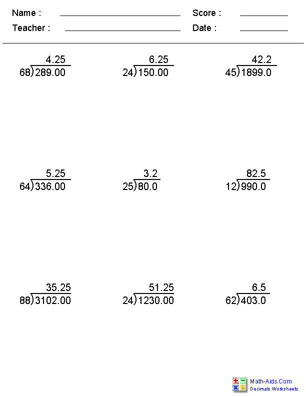 Division Worksheets | Printable Division Worksheets for Teachers