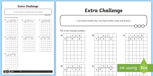 Long Division no Remainders - Long Division Practice Sheets