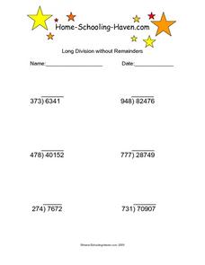 Long Division No Remainder Lesson Plans &  Worksheets