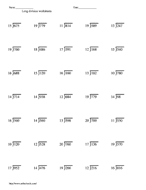 Long Division Worksheets - Fill and Sign Printable Template Online