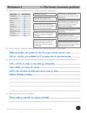 Worksheet1 basic economic problem.pdf - Worksheet 1 1.1 The basic ...