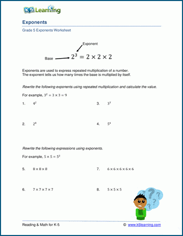basic exponent worksheet