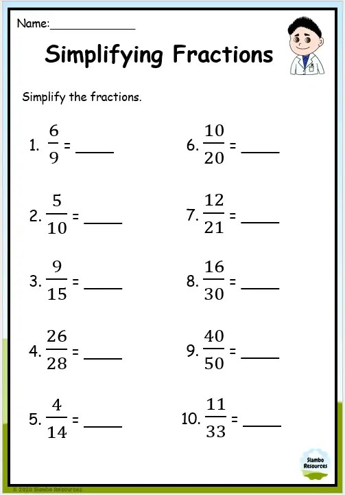 Grade 5 Fraction Worksheets | Free Printables | Math Worksheets