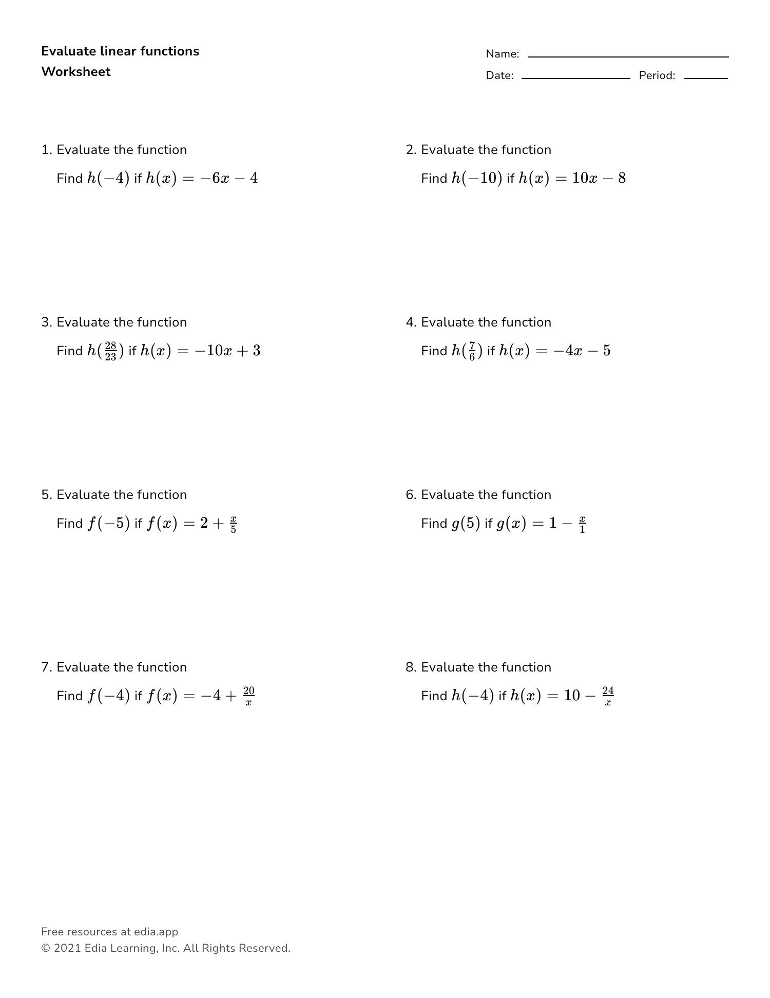 Function Worksheets Worksheets Library