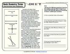 Basic Geometry Terms Worksheet for 4th - 5th Grade | Lesson Planet