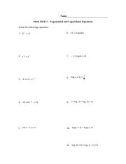 23.1 Log and Exp Equation Worksheet 1 - Name Math 120/121 ...