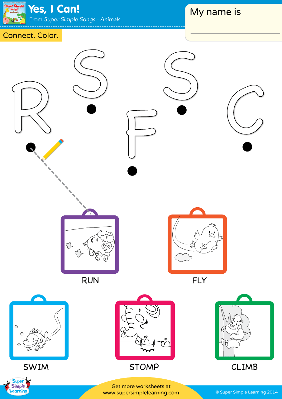 Yes, I Can! Worksheet - Uppercase Letter Matching - Super Simple