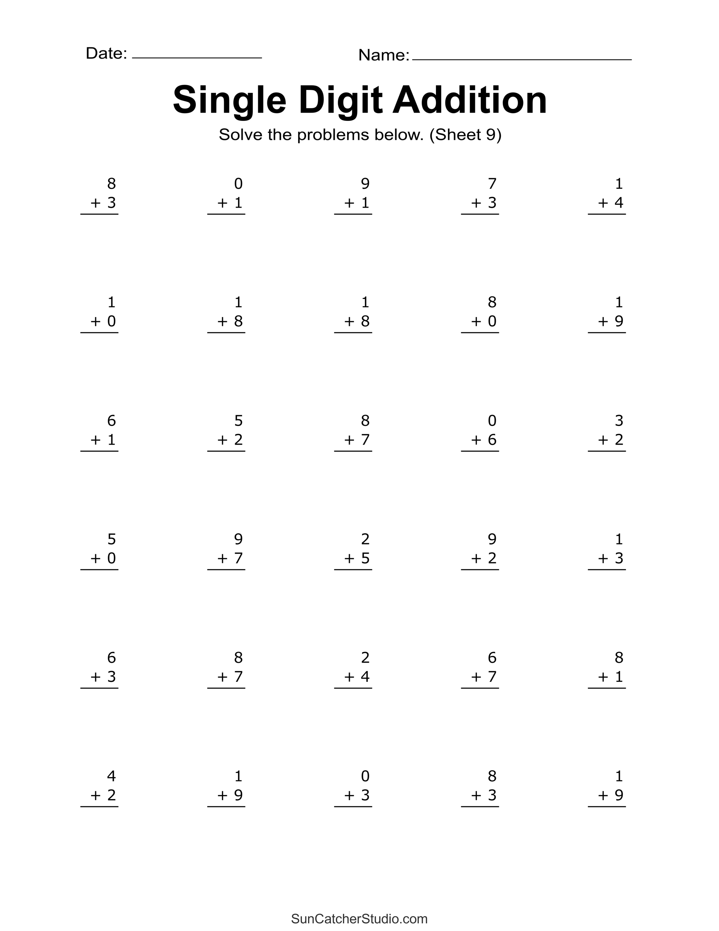 Addition Worksheets (Free Printable Easy Math Problems) - DIY ...