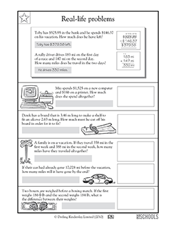 Everyday math problems | 4th grade, 5th grade Math Worksheet ...