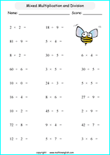 Grade 2 mixed basic multiplication and division math school ...