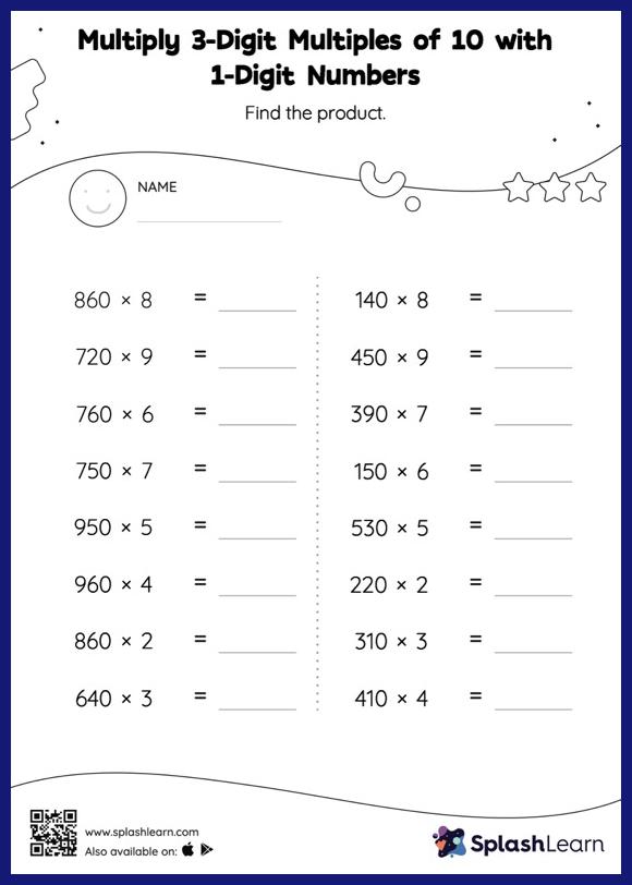 Multiplication Worksheets for 4th Graders Online - SplashLearn