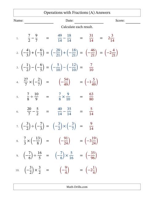 Mixed Operations with Two Fractions with Unlike Denominators ...