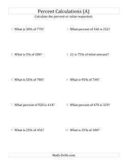 Percentages Worksheets