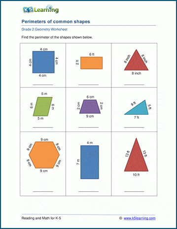 Perimeters of 2D Shapes Worksheets | Worsheets library
