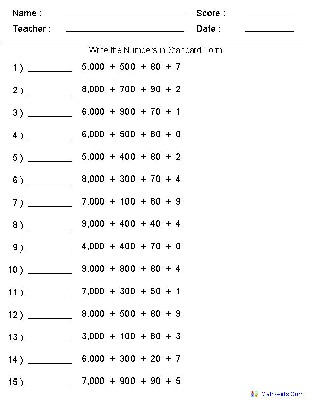 Place Value Worksheets | Place Value Worksheets for Practice