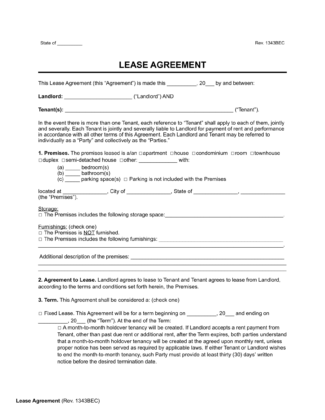 Free Rental &  Lease Agreement Templates | PDF &  Word