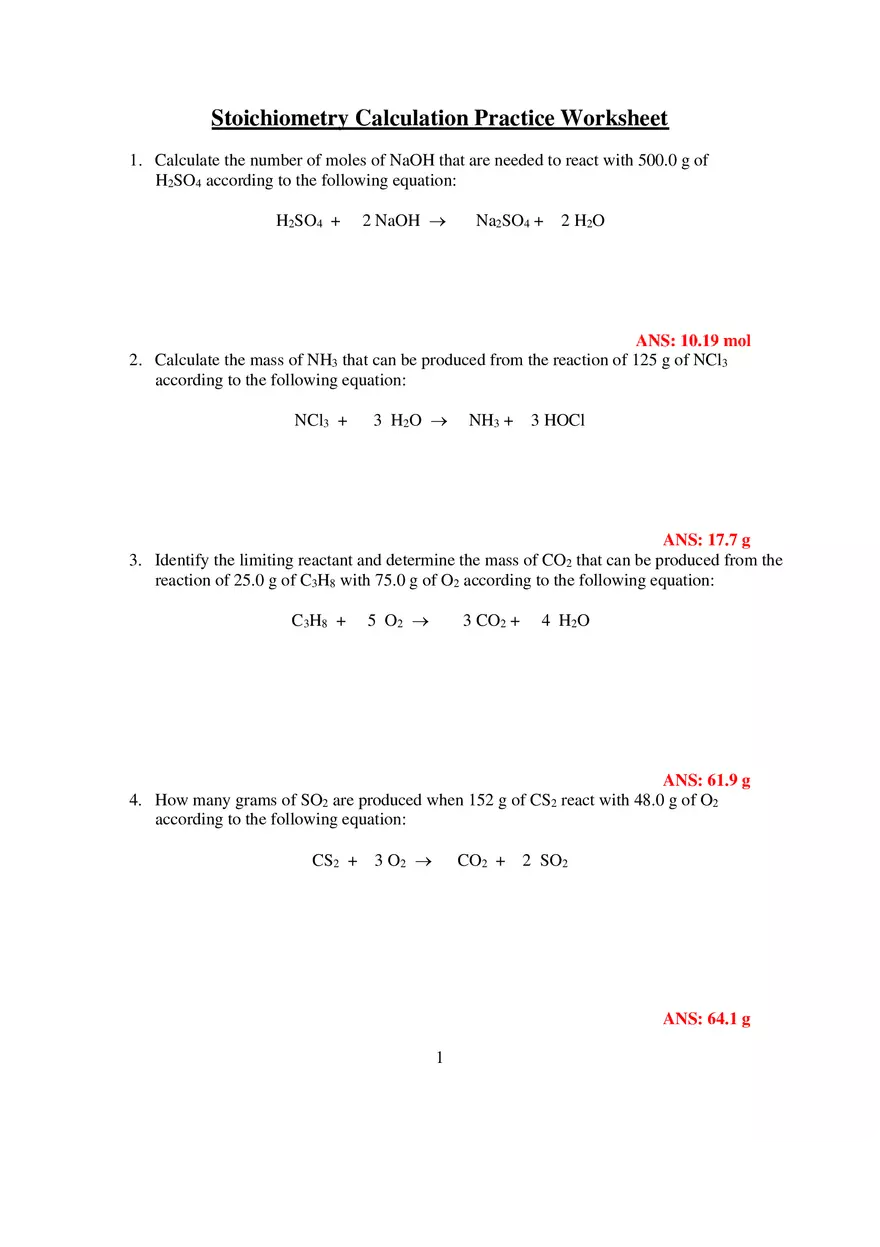 Chemistry Stoichiometry Worksheet Edubirdie Worksheets Library