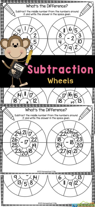 ✏️ FREE Printable Subtraction Wheels Worksheets Activity