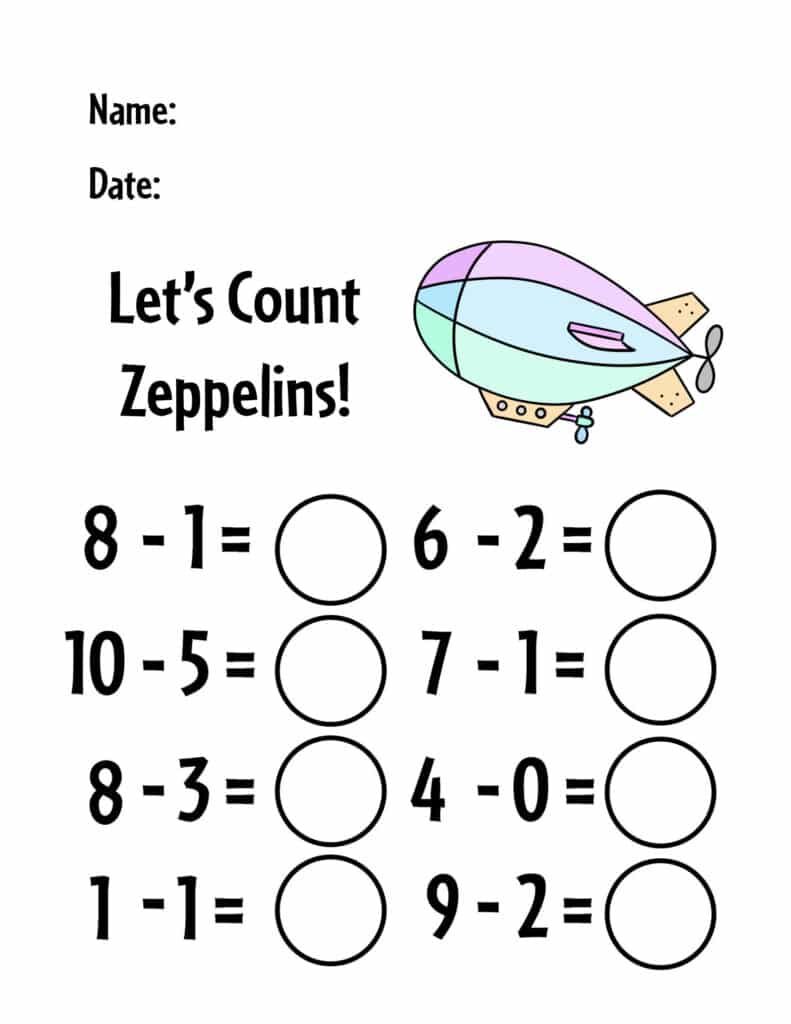 Free Kindergarten Subtraction Worksheets! ⋆ The Hollydog Blog