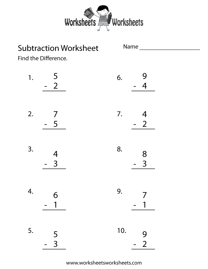 Simple Subtraction Worksheet | Worksheets Worksheets