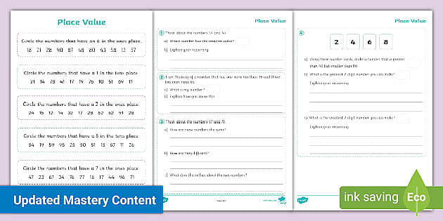 Place Value Worksheet / Worksheet 2 Digits (teacher made)