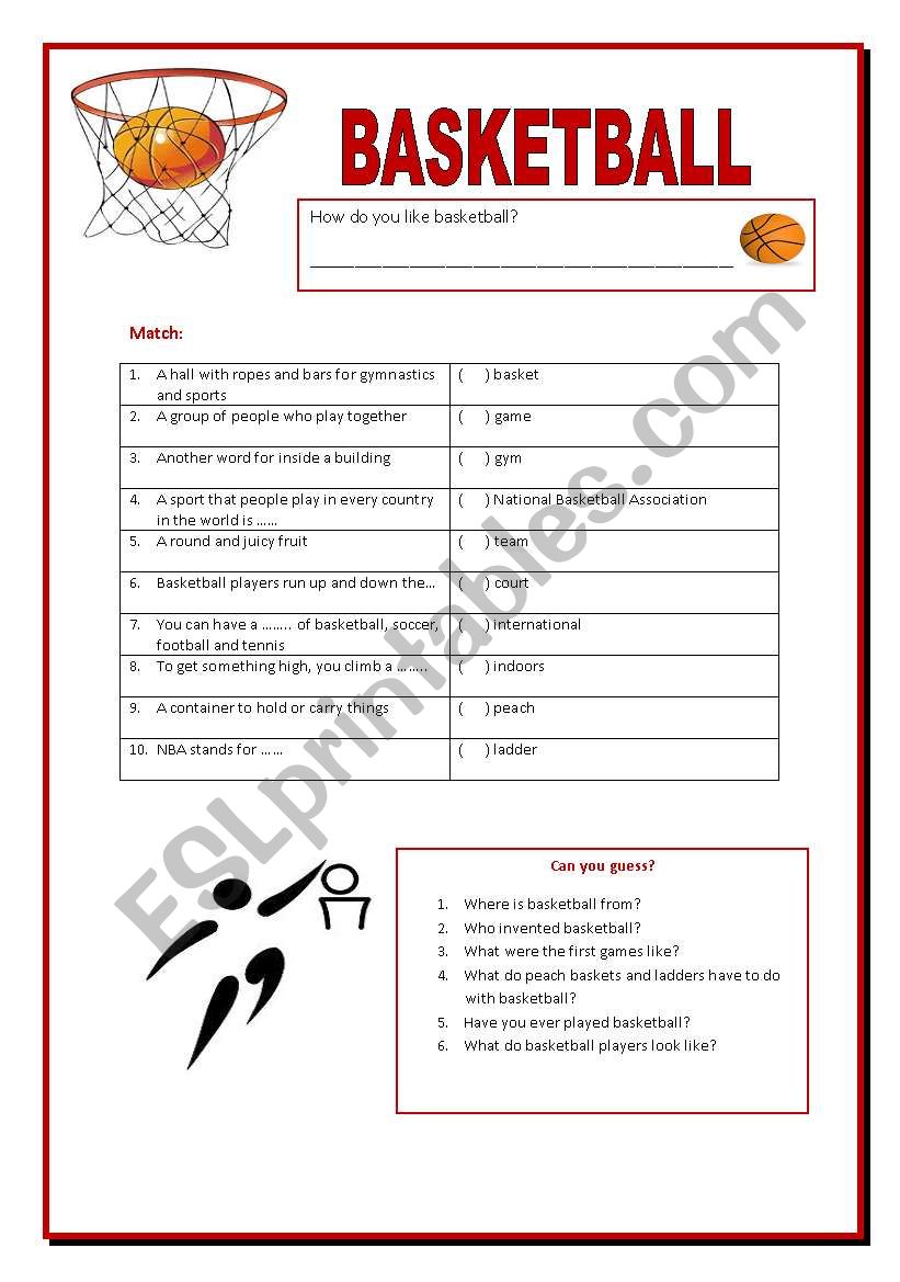 Basketball - ESL worksheet by Lubar