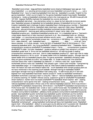 basketball worksheet for high school