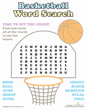 Basketball Word Search | Worksheet 