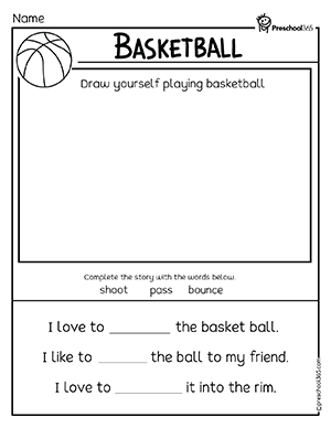 Free basketball kindergarten activity worksheets L3