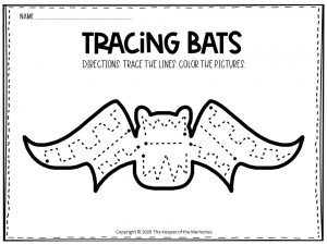 Bat Tracing Halloween Worksheets Free Printable