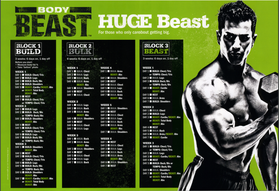 beach body worksheet