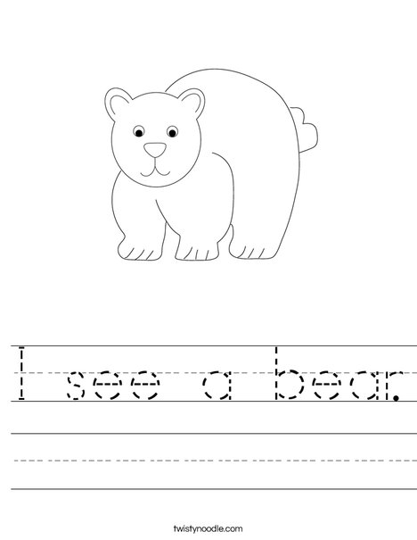 I see a bear Worksheet - Twisty Noodle