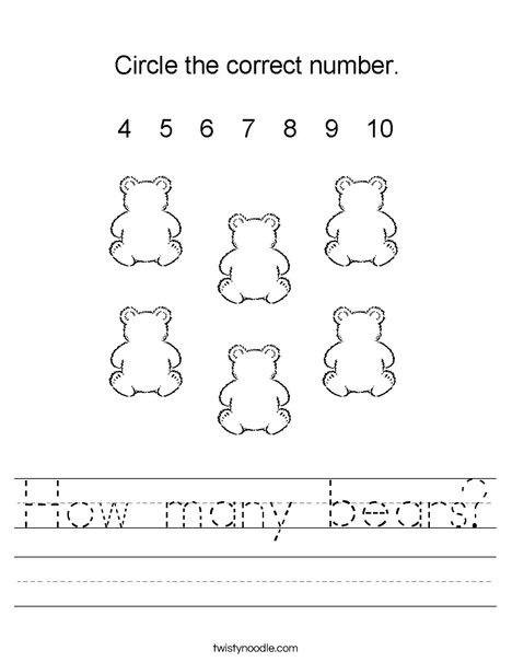 How many bears Worksheet - Twisty Noodle