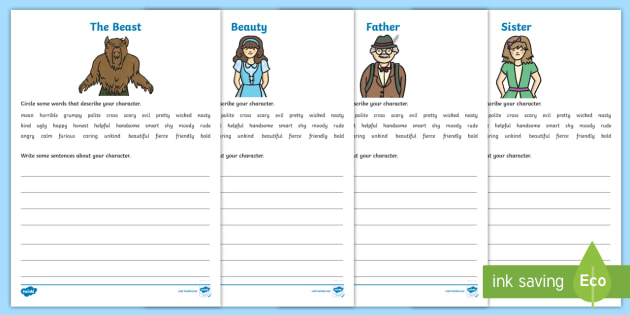 Beauty and the Beast Character Description Worksheet / Worksheets ...