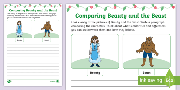 Comparing Beauty and the Beast Worksheet (teacher made)