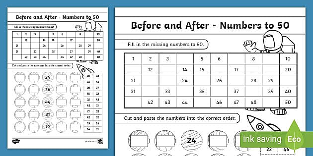 before and after number worksheet