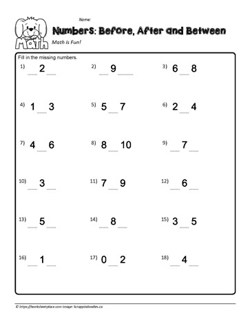 before and after worksheet for grade 1
