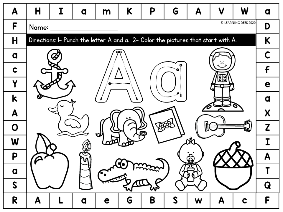 Alphabet Worksheets Letter Recognition Beginning Pre-K Kindergarten Phonics