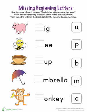 Write the Missing Beginning Letter | Interactive Worksheet ...