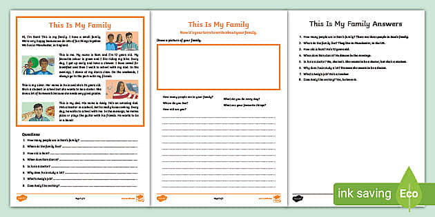 ? This Is My Family: Beginner Level Reading and Writing
