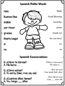 Spanish for Beginners - FREE Greetings Worksheets