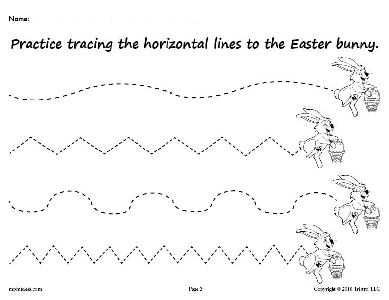Printable Easter Bunny Line Tracing Worksheets!