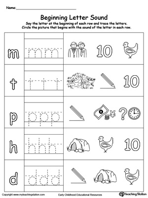 FREE* Trace and Match Beginning Letter Sound: EN Words ...