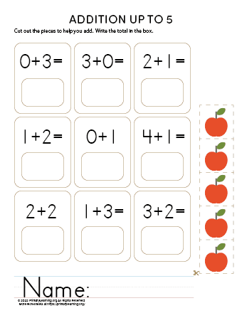 beginning addition worksheet kindergarten free