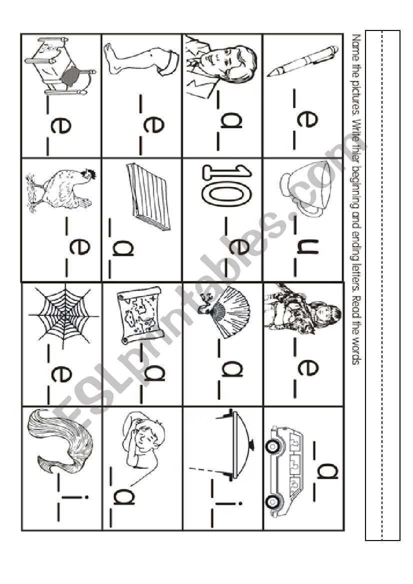 Beginning and Ending Sound - ESL worksheet by joannagrace2911