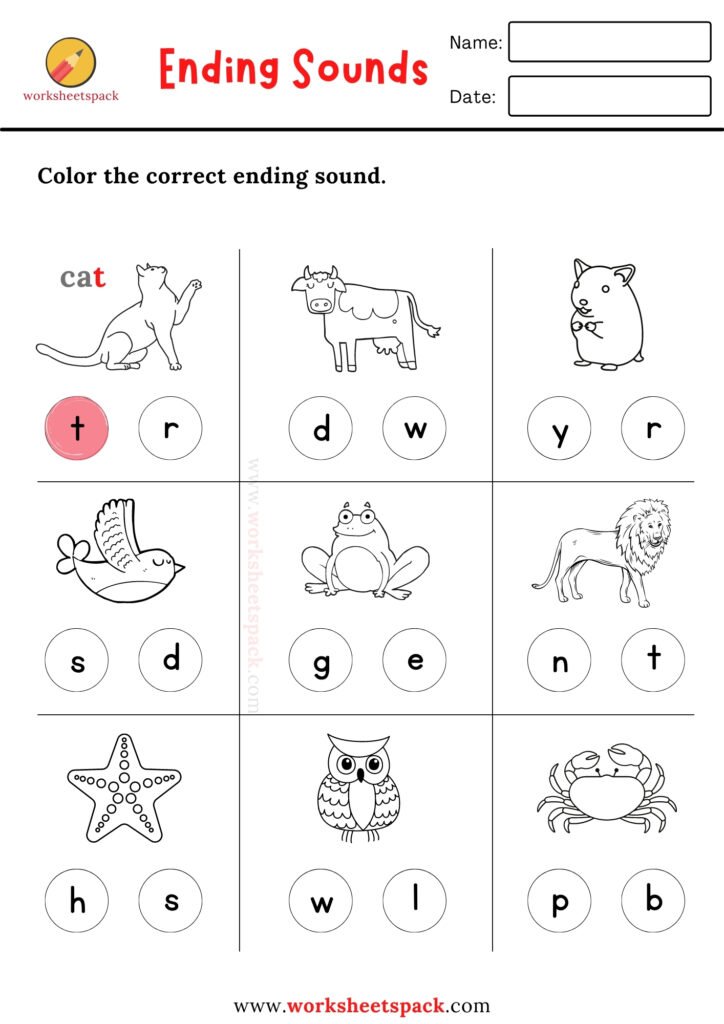 beginning and ending sound worksheet kindergarten